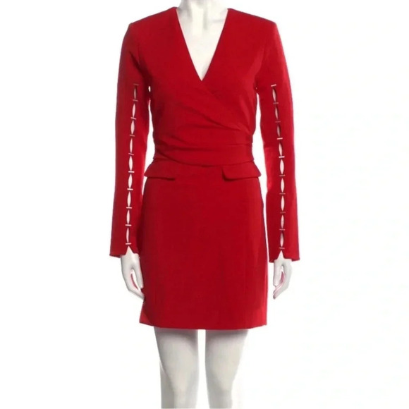 Jonathan Simkhai Red Staple Sleeve Compact Mini Sheath Dress Size Medium - Picture 2 of 16